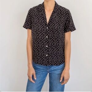 AYR silk Finn polka dot shirt, black and white, size M